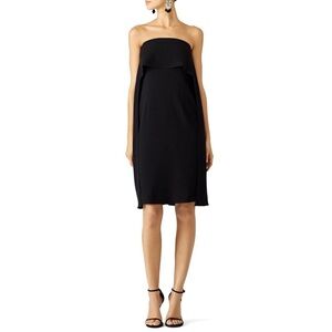 NWT Trina Turk Noir Black Strapless Crepe Ruffle Sheath Cocktail Wedding Dress